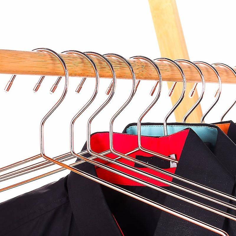 10Pcs Copper Gold Metal Clothes Shirts Hanger with Groove, Heavy Duty Strong Coats Hanger, Suit Hang