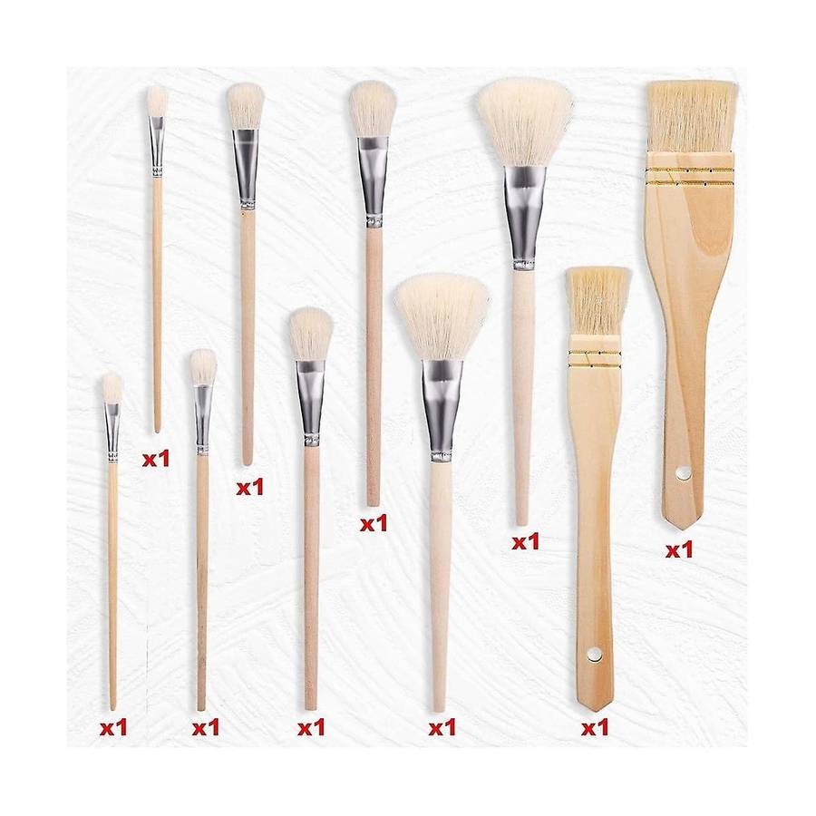 10Pcs Paint Brushes, Various Sizes Goat Hair Paint Brushes for Painting Walls Soft Fur Gilding Brush