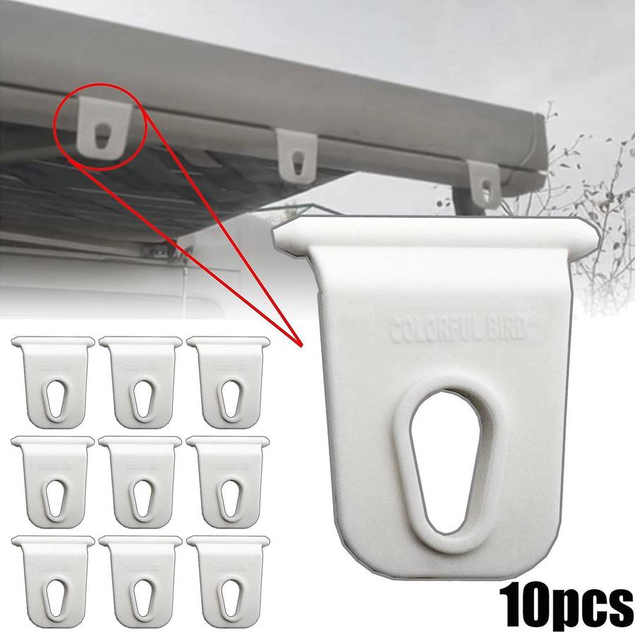 10Pcs Universal White RV Awning Hook Hanging Clothes Party Light Holder for Caravan Outdoor Camping