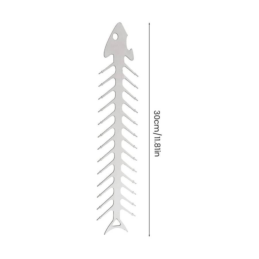11.8 Inch Stainless Steel Barbecue Stick Reusable Fish Bone Shape Grilling Skewer Outdoor Campfire