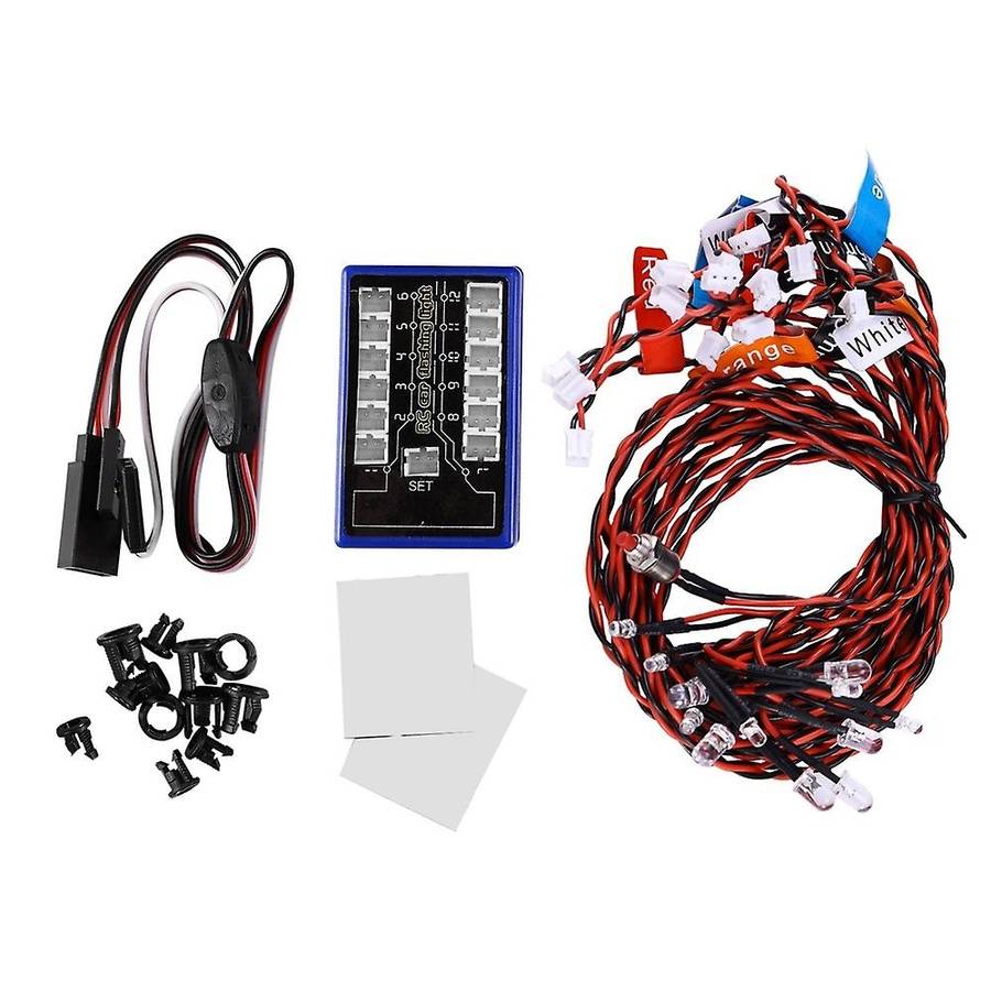 12 LED Flashing Light Strobe Lamps Kit System for 1/10 1/8 Axial SCX10 TRX4 RC Crawler Dift Car