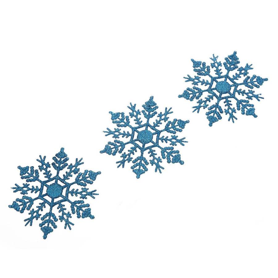 12 Pcs Glitter Snowflake Christmas Ornaments Xmas Tree Hanging Decoration Blue