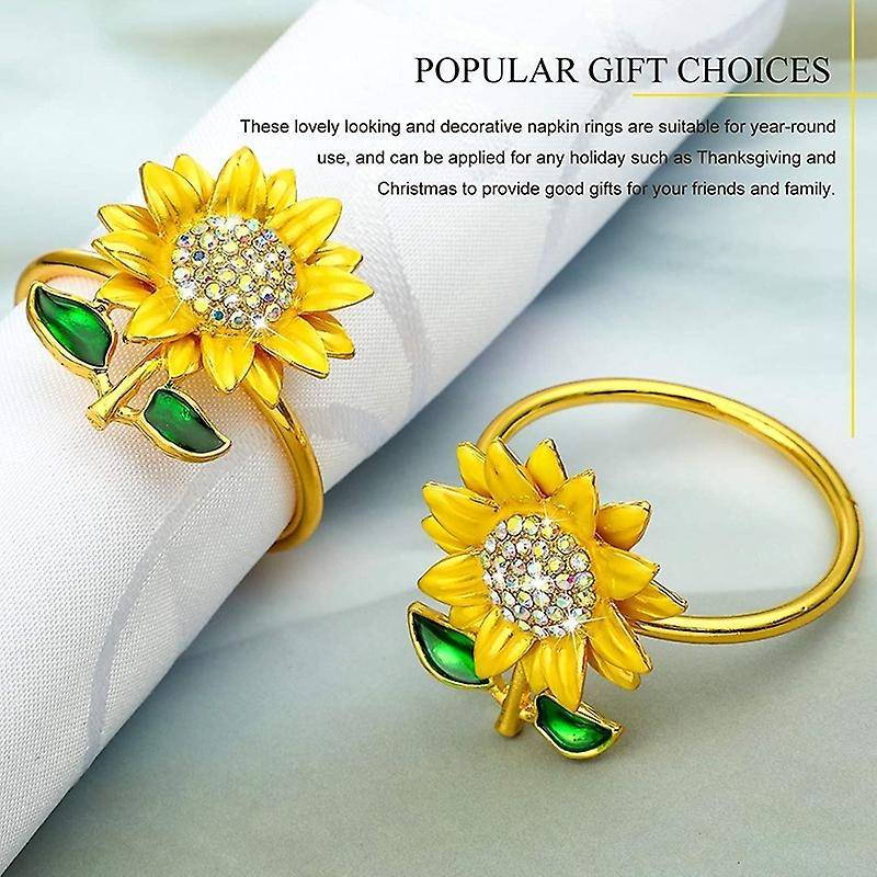 12 Pieces Sunflower Napkin Holder Rings Napkin Adornment for Wedding, , Mother' S Day, Birthday