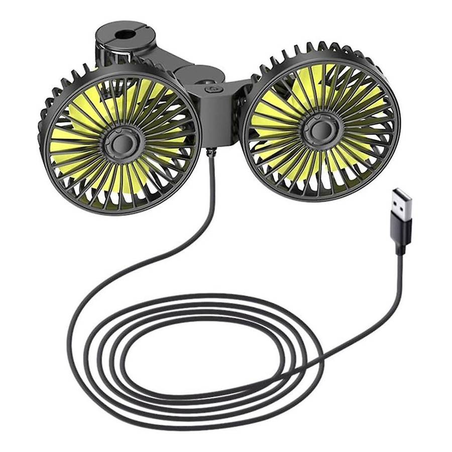 12-24V USB Car Fan Portable Cars Electric Fan for Home Office 360 Degree Rotatable Dual Head 3 Spee