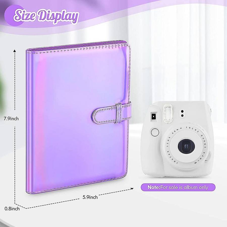 128 Pockets Mini Photo Album for Mini Camera, Snap,Instant Cameras Zip Instant Printer (Purple)