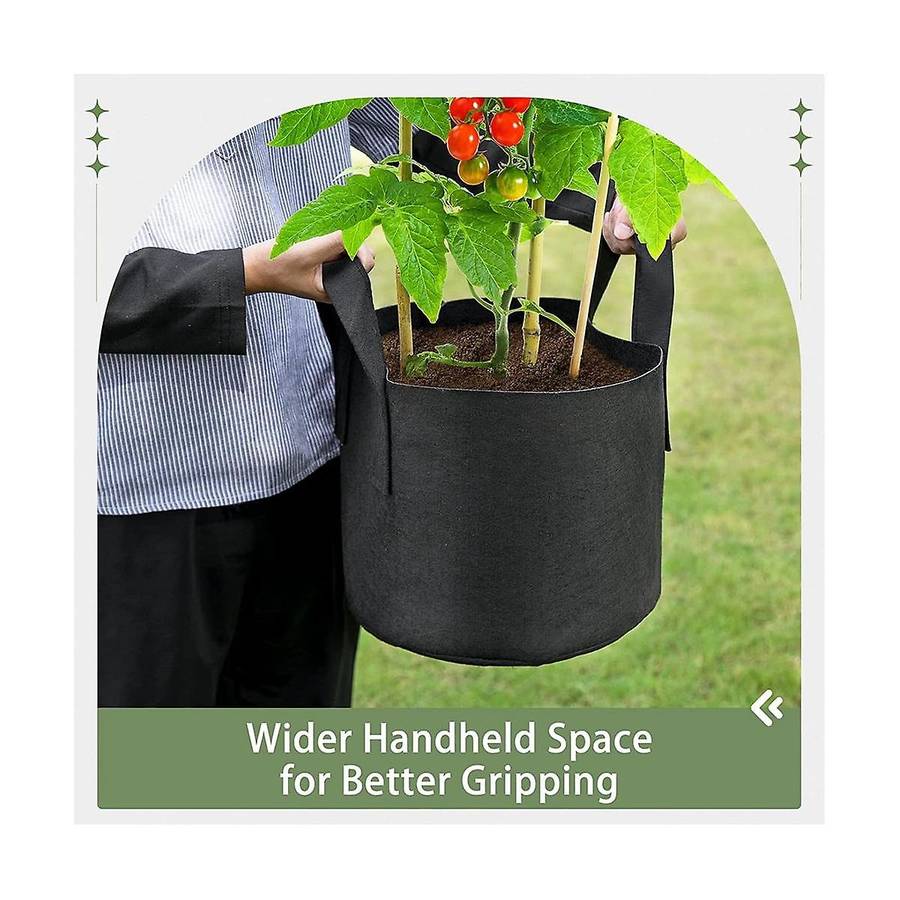 12-pack Grow Bags 5 Gallon, Thick Fabric Planter Bags for Vegetables, Sturdy Handles & Reinforced S