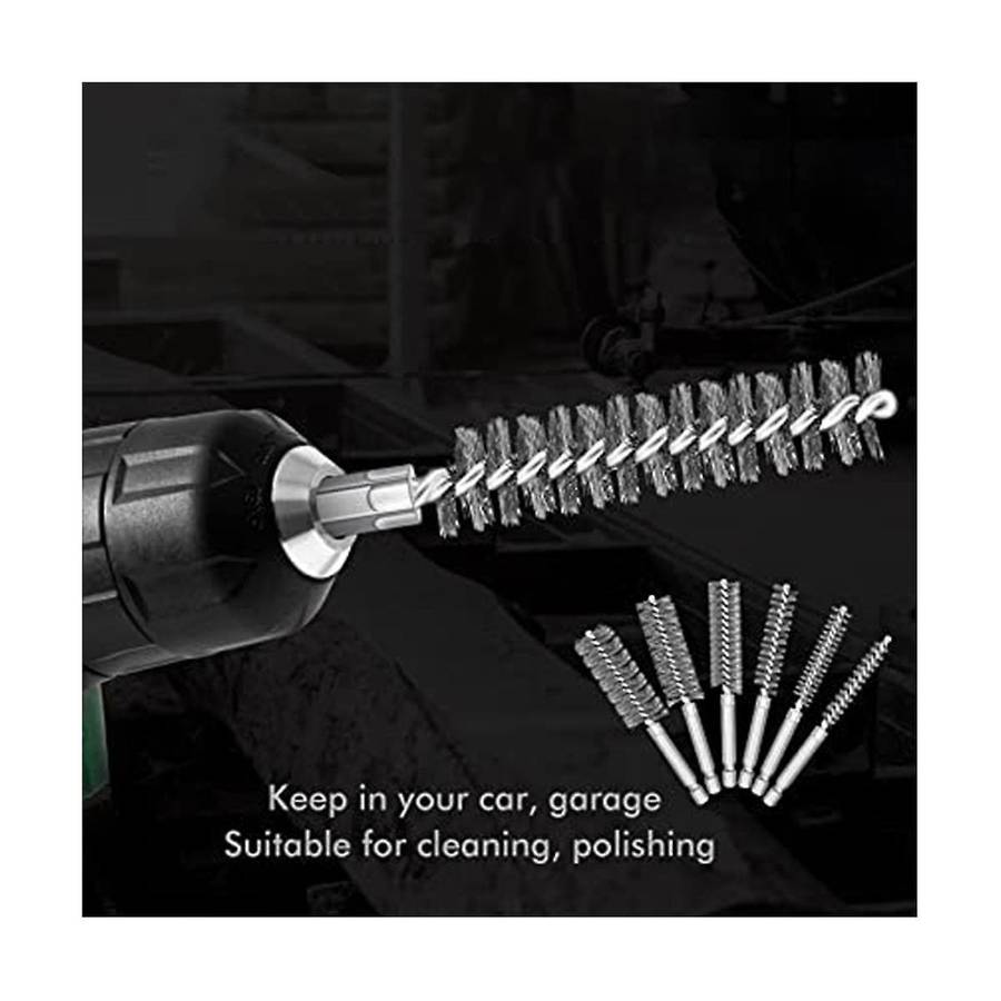12Pc Wire Bore Brush Bore Cleaning Brush Brush Set Stainless Steel Wire Twisted Brush for Drill Imp