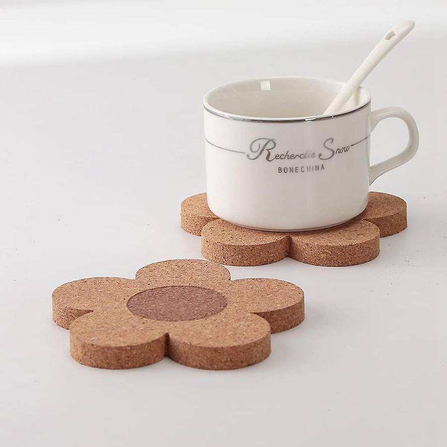 12PCS Coasters Compatible Drinks,4Inch Cork Flower Shape Coasters Compatible Coffee