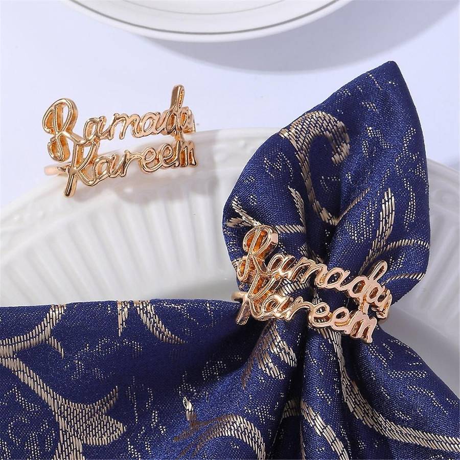 12PCS Ramadan Kareem Napkin Rings Eid Mubarak Muslim Islamic Dinner Table Home Decoration Alloy Napk