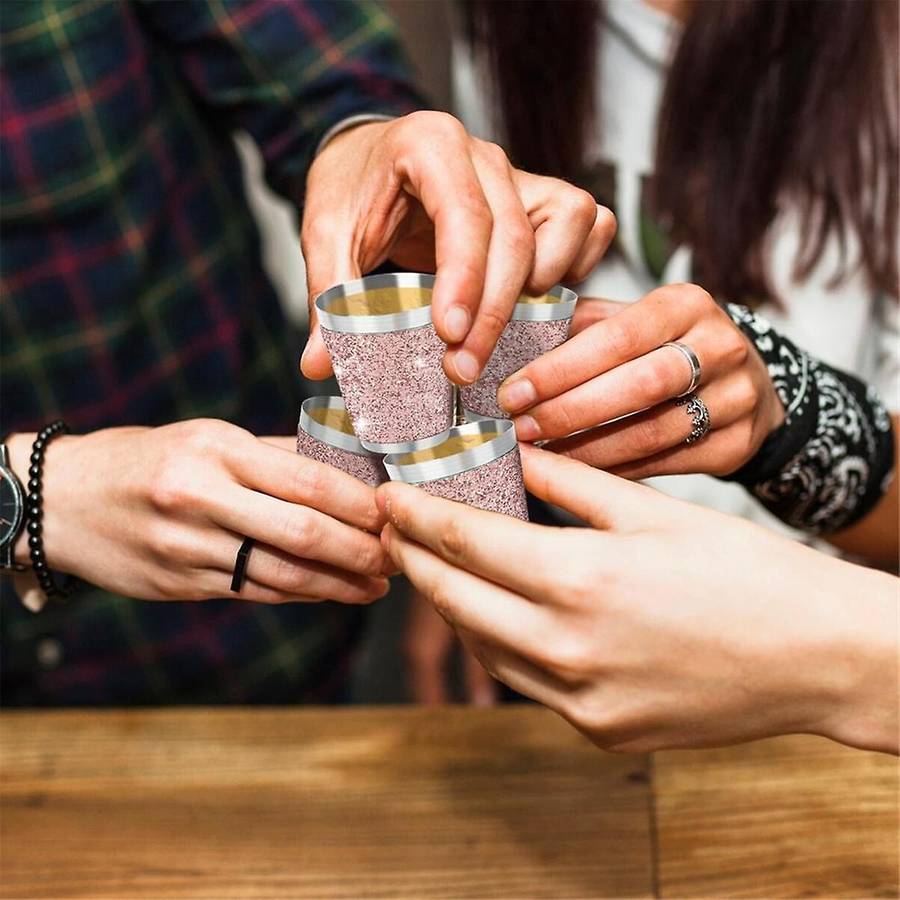 12Pcs Shot Cups Metal for Hanging Shot Glasses Stainless Steel with Chain Shot Glass 30ml Shot Cup f