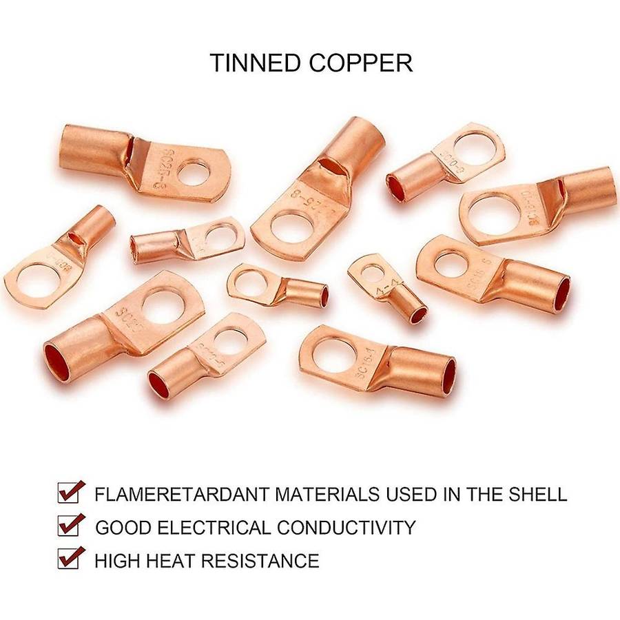 170Pcs Battery Cable Ends Battery Wire Lugs Eyelets Tubular Ring Terminal Connectors for AWG4, AWG6,