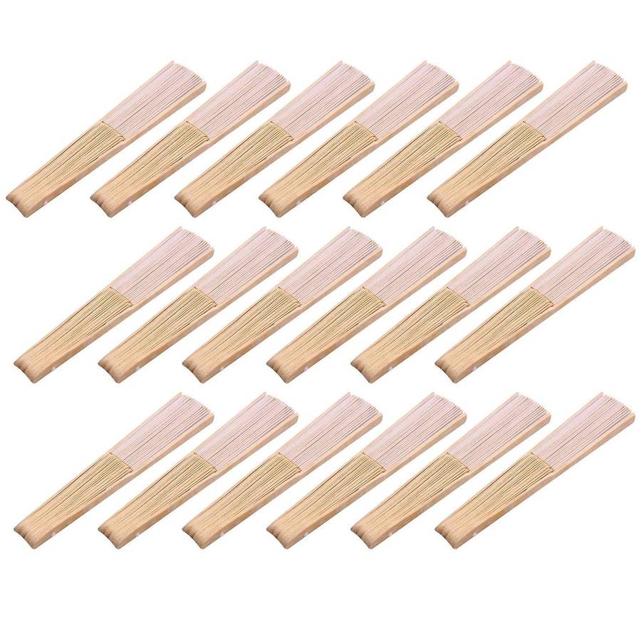 18 Pieces White Handheld Fans Cloth Fans Bamboo Folding Fans for Wedding Decoration, Church Wedding