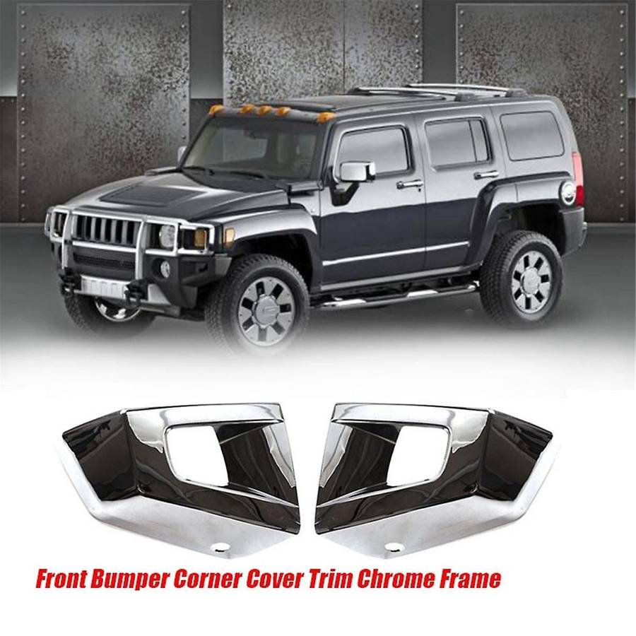 1pair Car Front Bumper Corner Cover Trim Abs Chrome for H3 H3t 2006-2010 Grill Racing End Cap Decora