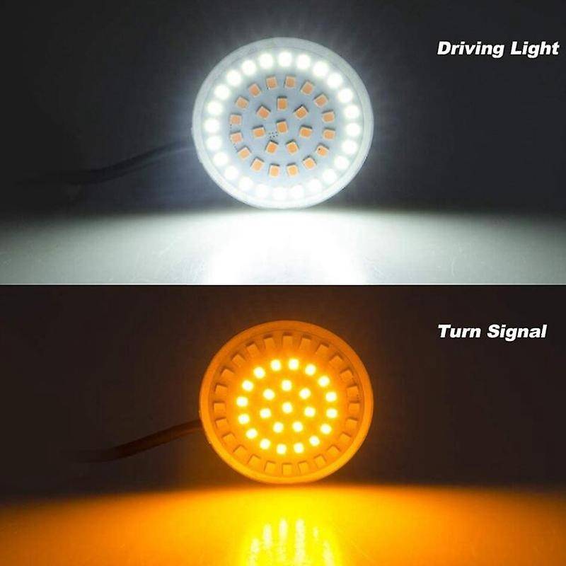 2 Inch LED Turn Signals Light, 1157 Amber Turn Signal Bulb White Running Light, 2 PCS Smoke Lens Cov