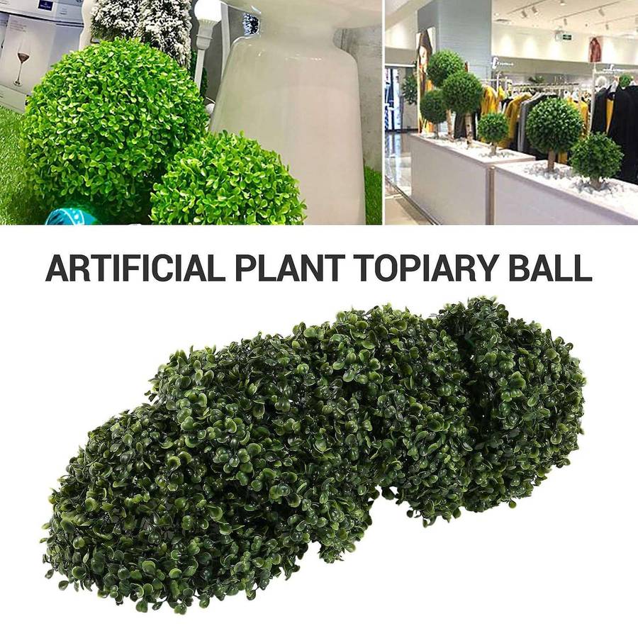 2 Pcs 11 Inch Artificial Plant Topiary Ball Faux Boxwood Decorative Balls for Backyard,balcony,gard
