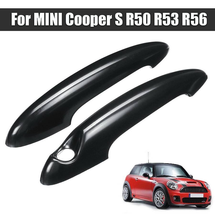 2 Pcs ABS Black Door Handle Cover Compatible MINI Cooper S R50 R53 R56