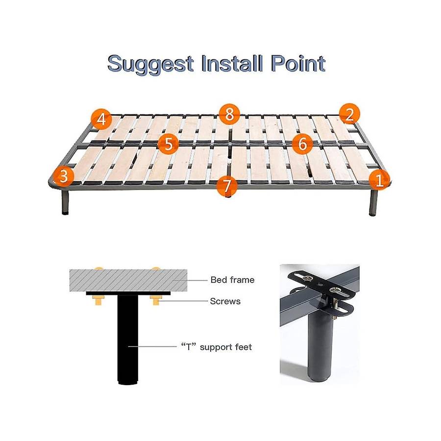 2 Pcs Bed Frame Legs,adjustable Height Center Support Leg for Bed Frame, Bed Center Slat Heavy Supp
