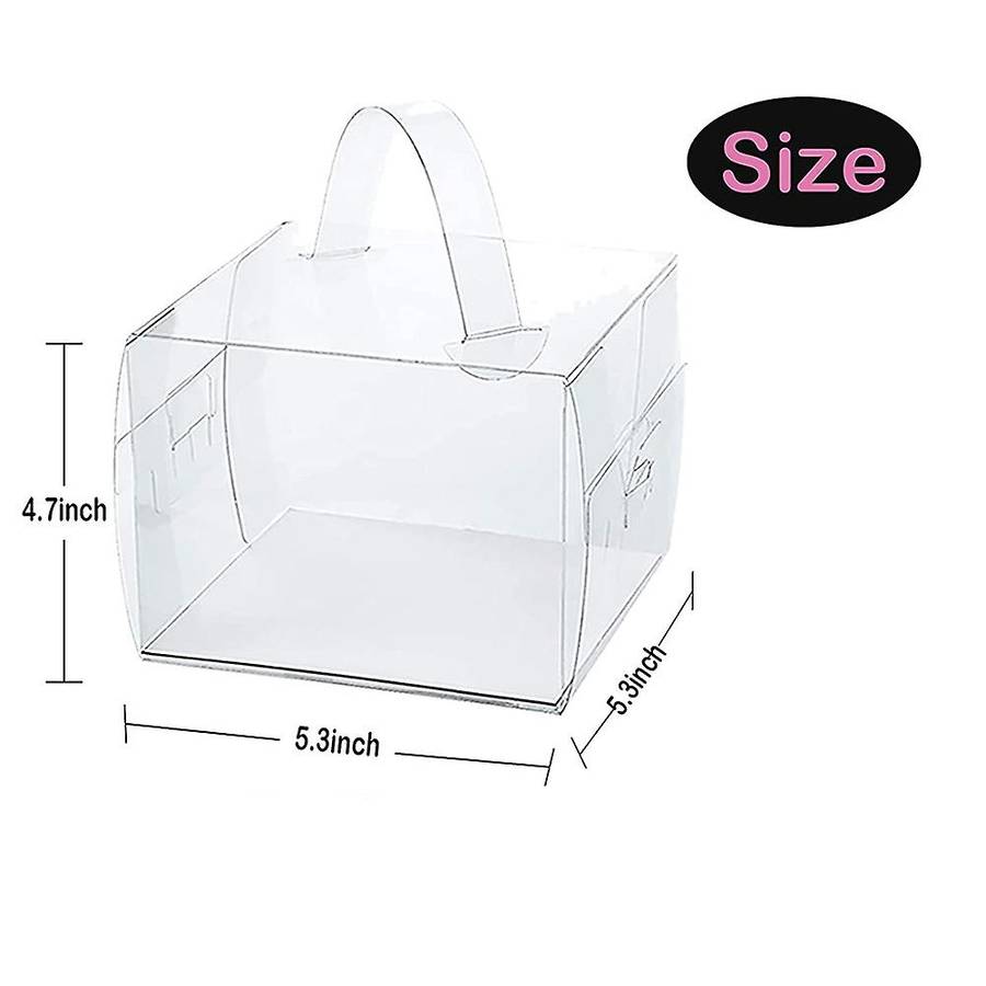 20pcs 13x13x13cm Clear Cake Boxes with Handles & Cake Boards, Forcakes, Desserts, and Cupcakes , Pa