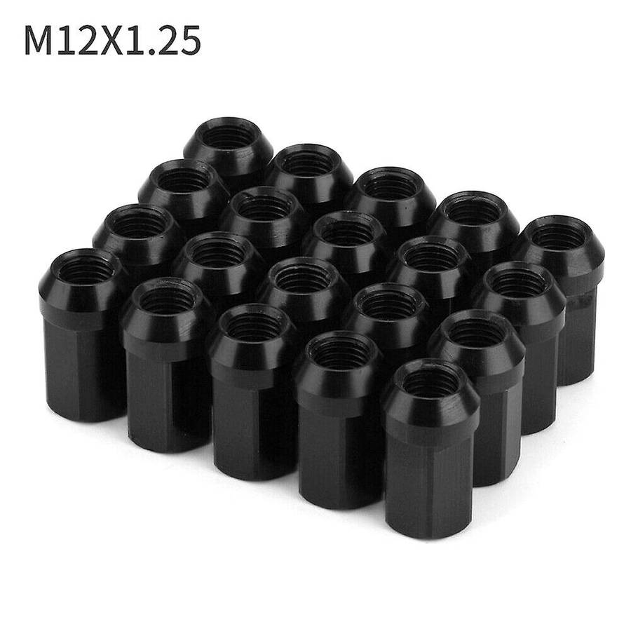 20PCS Wheel Lug Nuts M12X1.25 Wheel Bolts Nut 7075-T6 Aluminum, Black