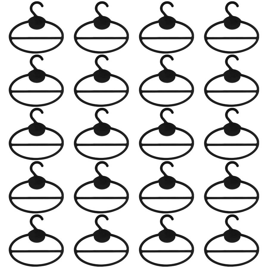20x Scarf Shawl Tie Holder Organizer Oval Plastic Hangers Storage Hangers Black Size:13.5cm(Length)1