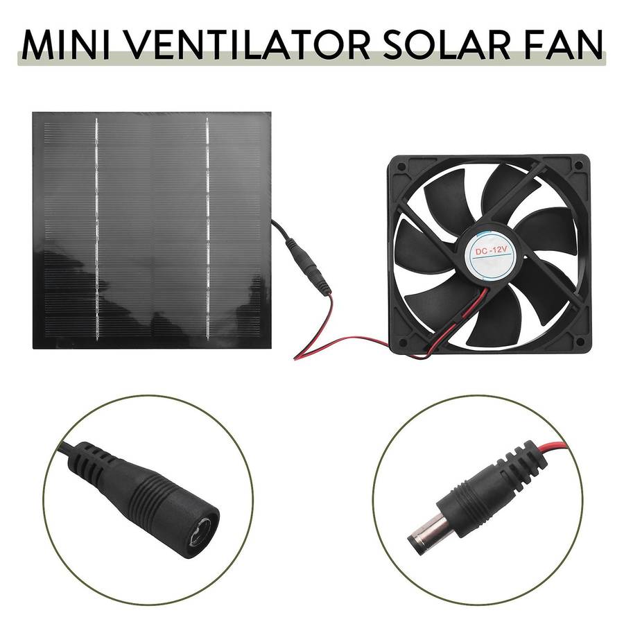 20W Solar Exhaust Fan Air Extractor 6 Inch Compatible Dog Chicken House RV