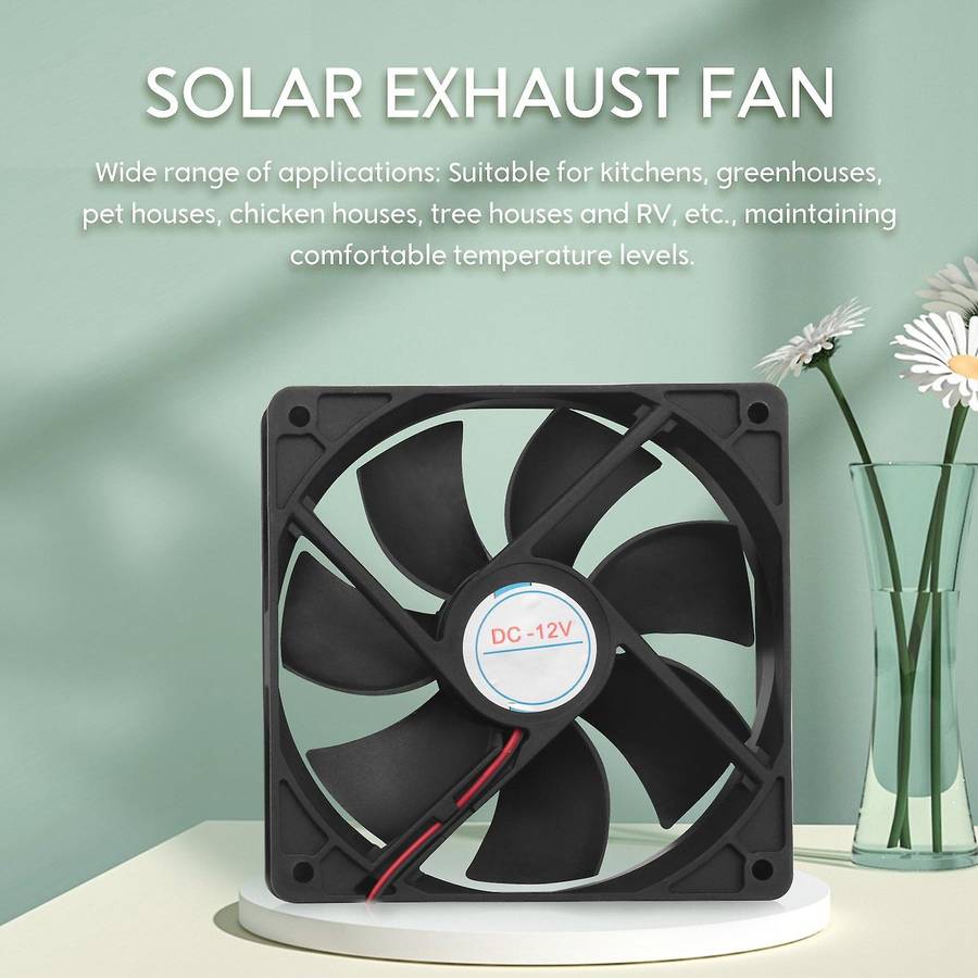 20W Solar Exhaust Fan Air Extractor 6 Inch Compatible Dog Chicken House RV