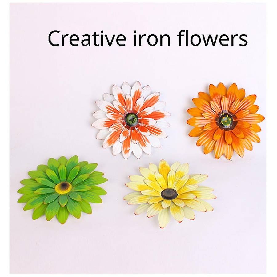 Creamy-White Peach Red Garden Courtyard Iron Sunflower Villa Decoration Gardening Wall Hanging