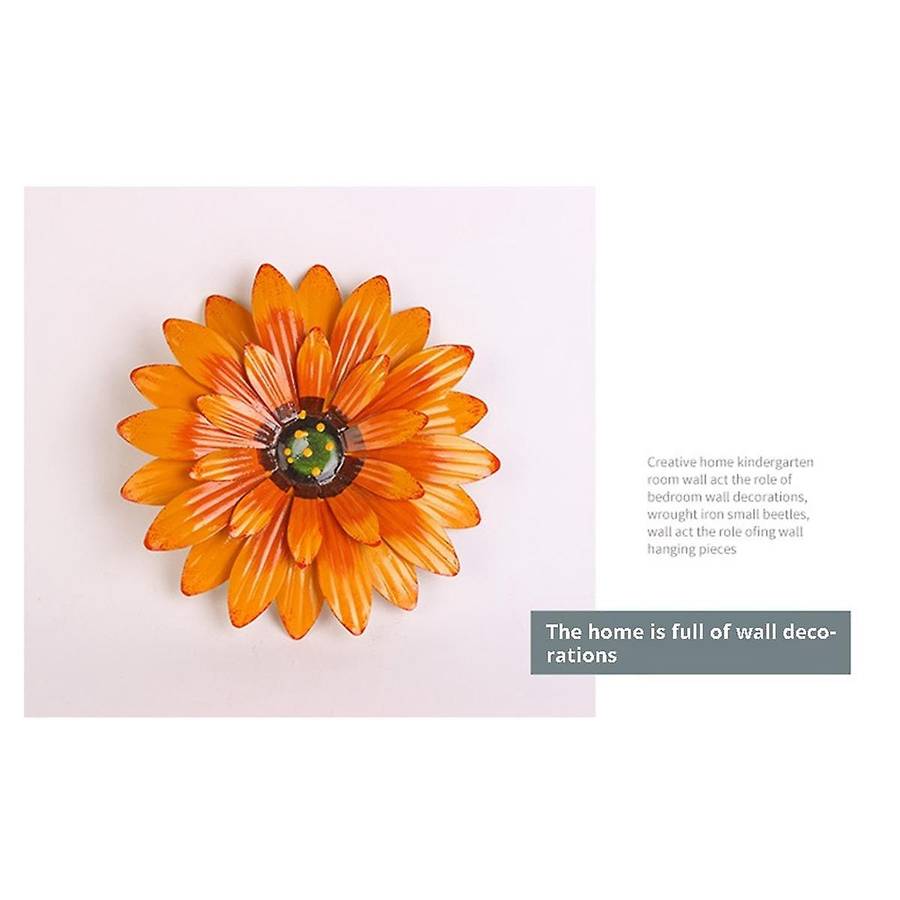 Creamy-White Peach Red Garden Courtyard Iron Sunflower Villa Decoration Gardening Wall Hanging