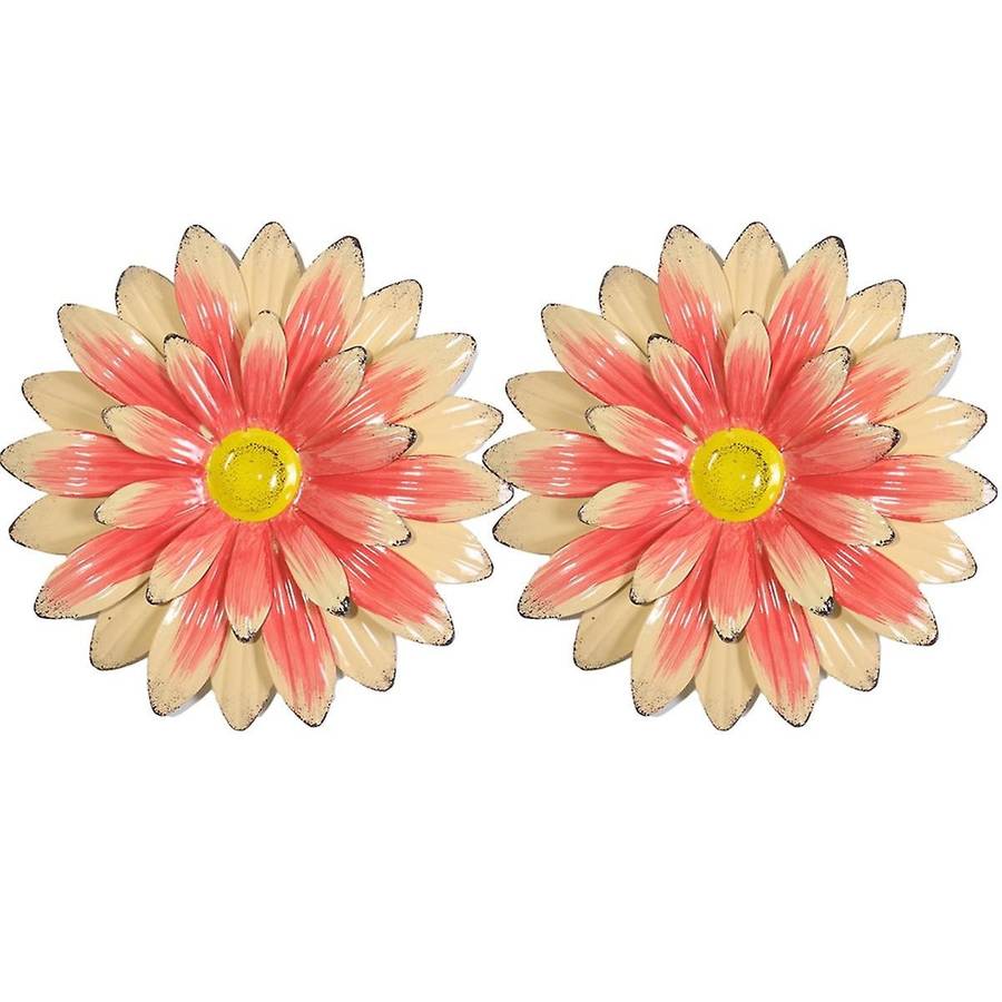 Creamy-White Peach Red Garden Courtyard Iron Sunflower Villa Decoration Gardening Wall Hanging