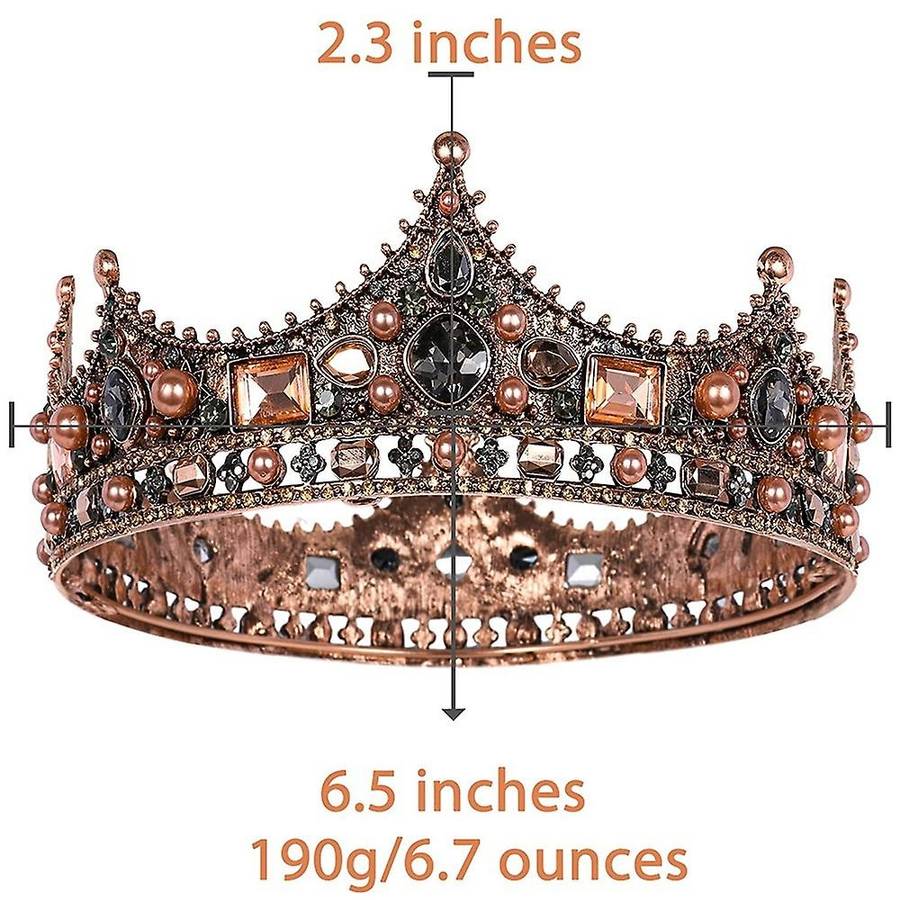 Crowns for Men - Baroque Vintage Rhinestone , Men's Full Crown for Theater Prom Party