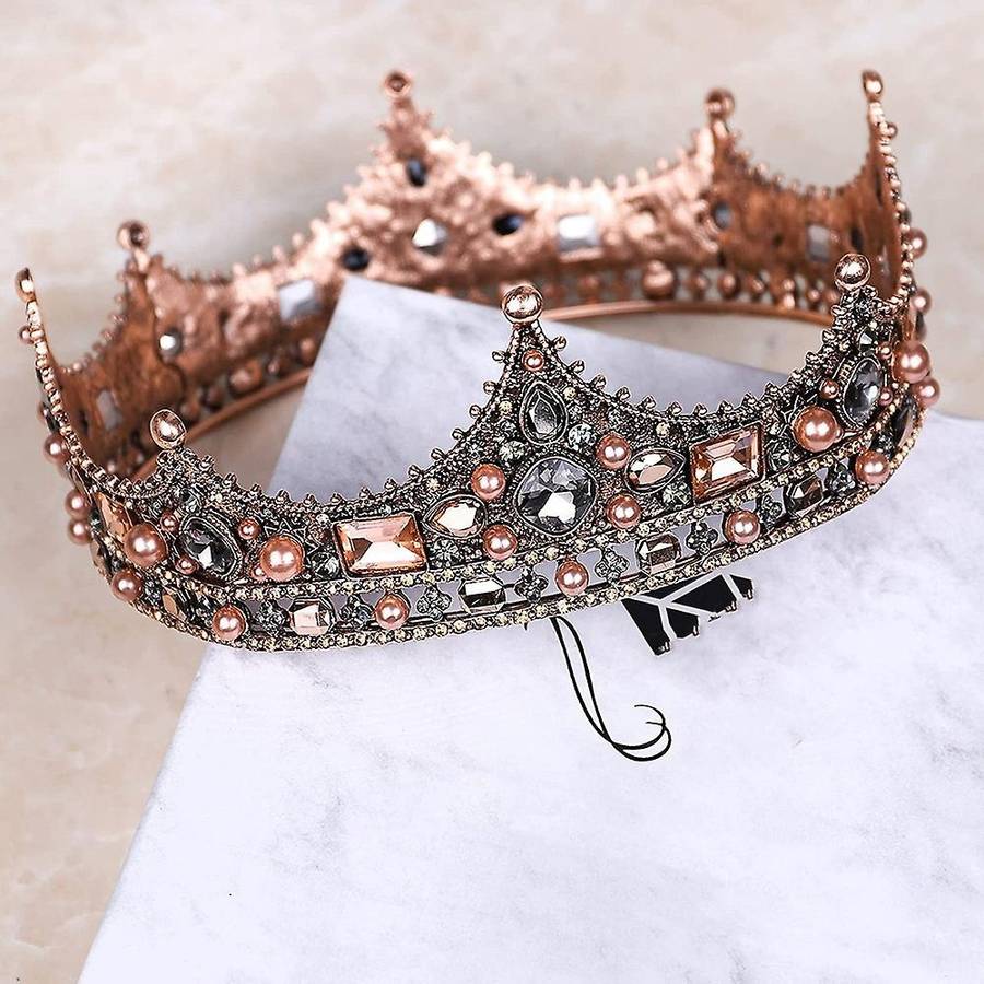 Crowns for Men - Baroque Vintage Rhinestone , Men's Full Crown for Theater Prom Party