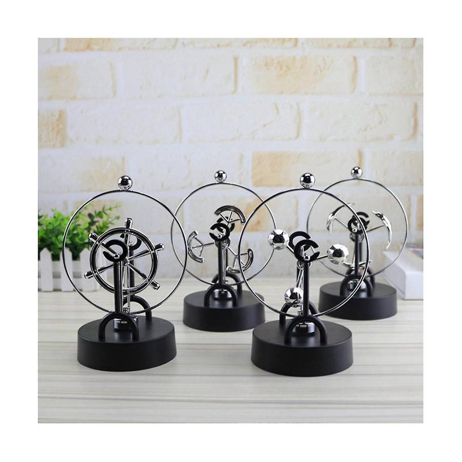 Cruise Ship-shaped Wrought Iron Office Ornaments Rotating Dolphin Perpetual Motion Instrument Crafts
