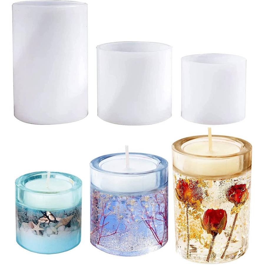 Cylinder Crystal Candle Holder ,Candle Resin Silicone for Casting,DIY Soap Making,Home Decoration