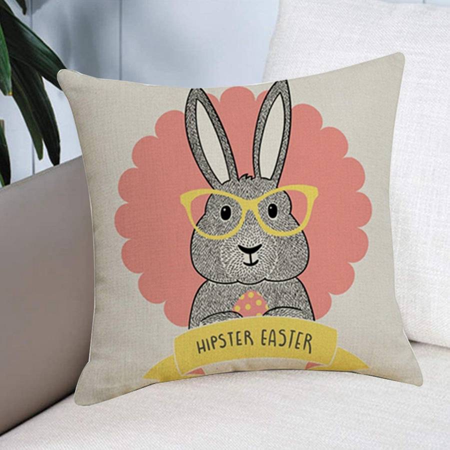 Decor Pillow Covers 18X18Inches Cushion Cover Easter Bunny Throw Pillowcase Decoration Sofa Living R