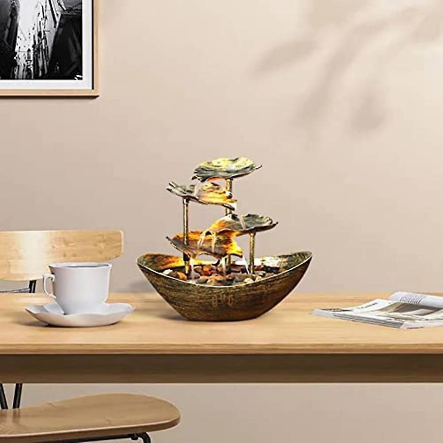 Desktop Fountain Water Fountain with Warm Lights in the Interior Small Fountain Suitable for Home Of
