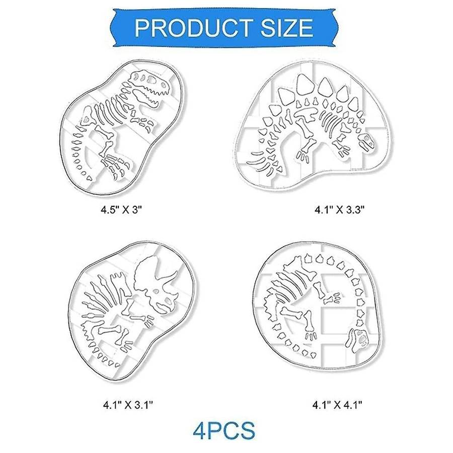Dinosaur Cookie Fossil Cookie Cutter 4Pc Dinosaur Bone Fossil Mold for Baking Enthusiasts