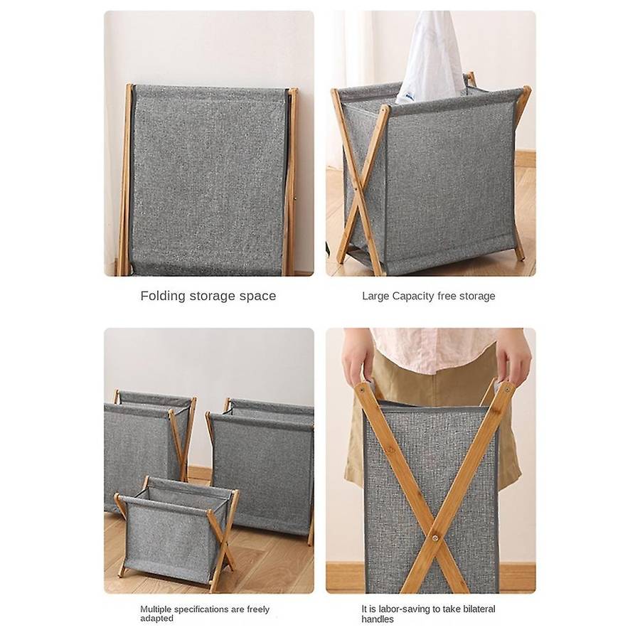 Dirty Clothes Basket Basket Foldable Clothes Storage Basket Household Bamboo Wooden Bathroom Dirty