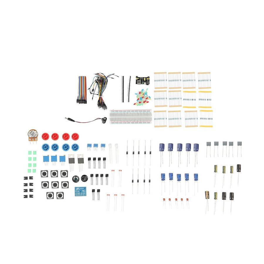 DIY Electronics Basic Kit Breadboard,Jumper Wires,Resistors,Buzzer Set for R3 256