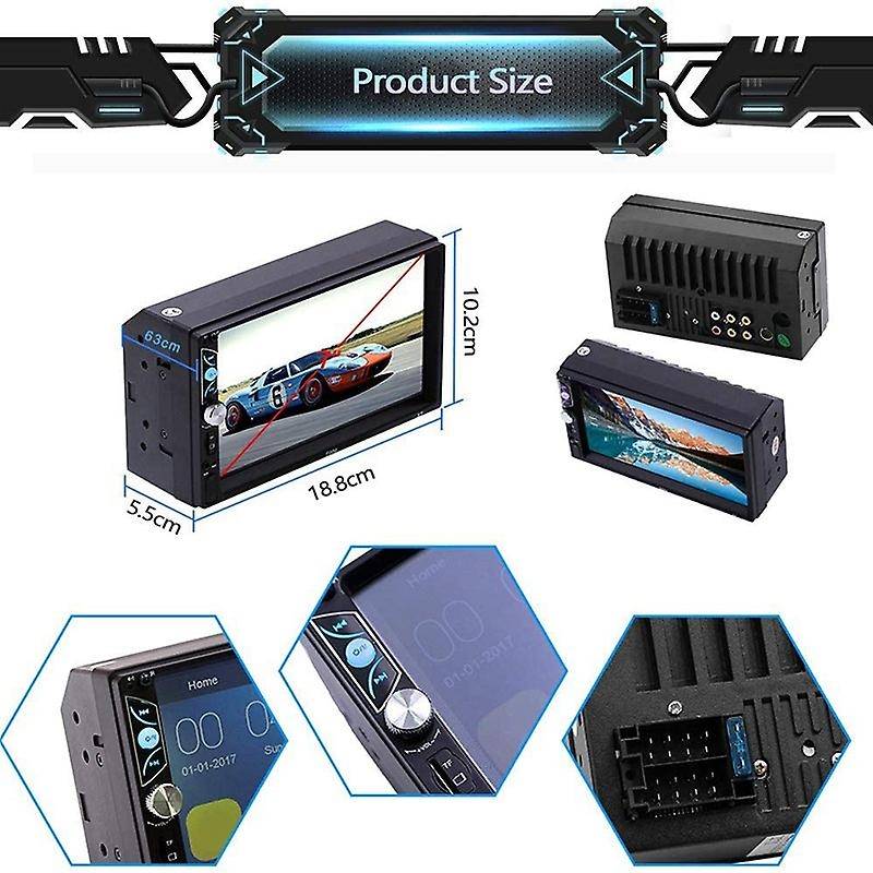 Double Din Car Stereo 7 Inch Press Screen Car MP5 Player Support Backup Rear View Camera FM Radio Ca