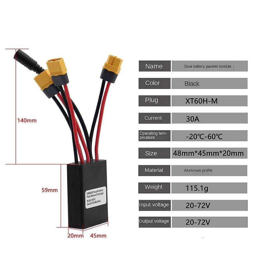 Dual Battery Discharge Converter Connection Adapter 12V-72V 30A Module Balanced Discharge