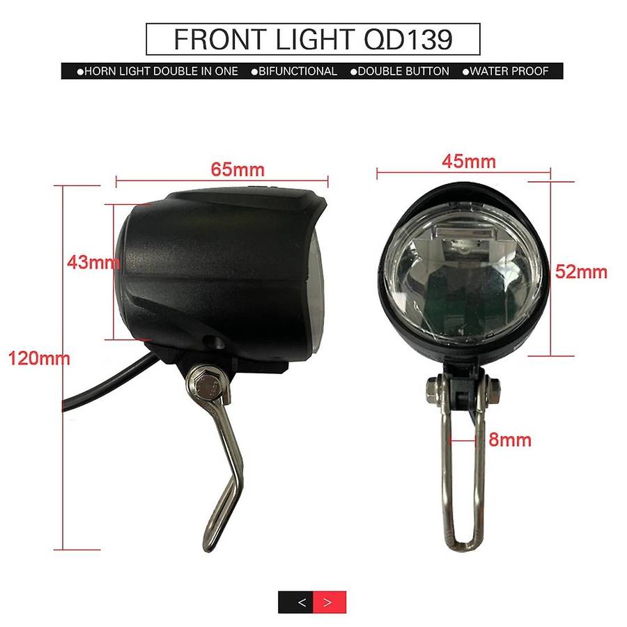 Ebike Light Set Include Ebike Headlight Electric Bike Tail Lamp DC 12V 24V 36V 48V 52V 72V LED Elect