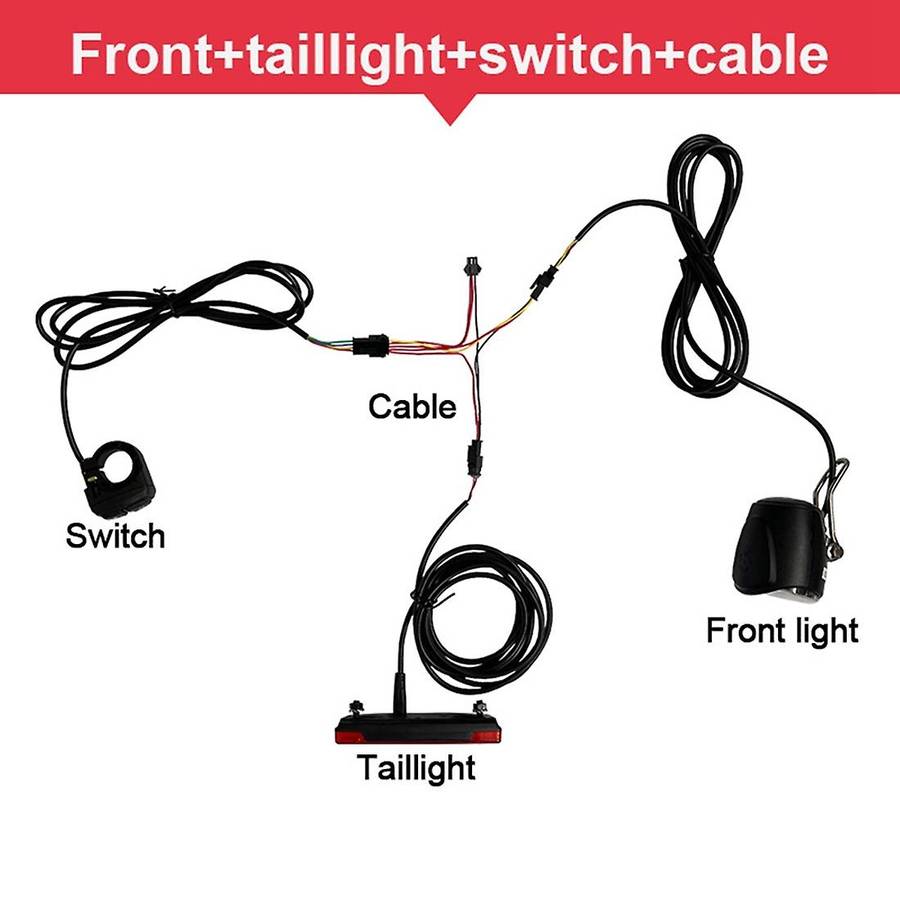 Ebike Light Set Include Ebike Headlight Electric Bike Tail Lamp DC 12V 24V 36V 48V 52V 72V LED Elect