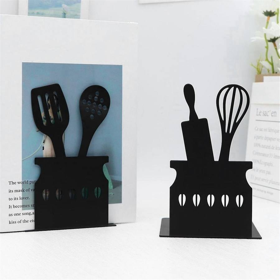 E-Decorative Hollow-Out Bookends for Art Hourglass Design Metal Book Stan
