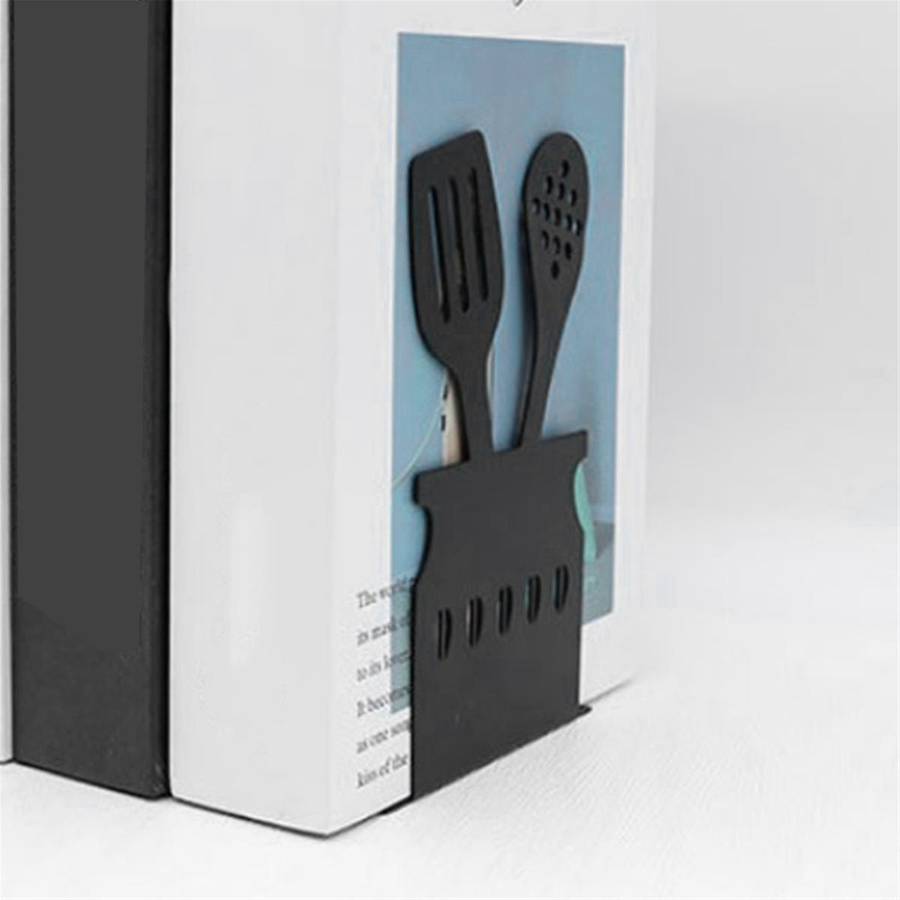 E-Decorative Hollow-Out Bookends for Art Hourglass Design Metal Book Stan
