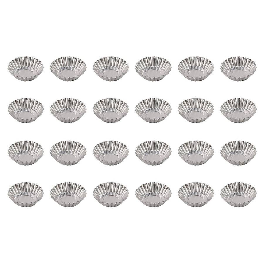 Egg Tart Molds, Non-stick and Reusable Tart Pan for Baking, Aluminum Mini Mould for Tarts, Mini Cak