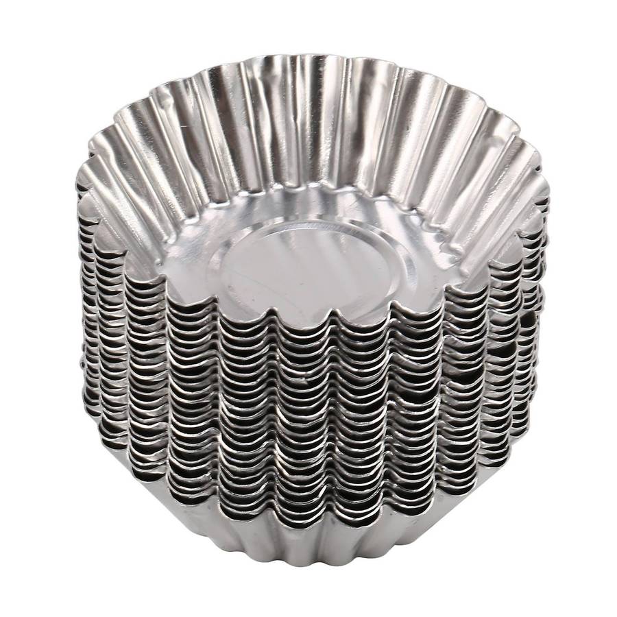 Egg Tart Molds, Non-stick and Reusable Tart Pan for Baking, Aluminum Mini Mould for Tarts, Mini Cak