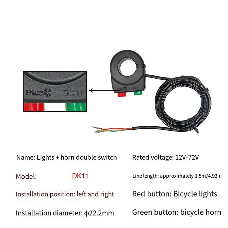 Electric Bicycle Switch Handlebar Headlight Horn Switch Throttle on OFF Button 12V for Scooters Ebik