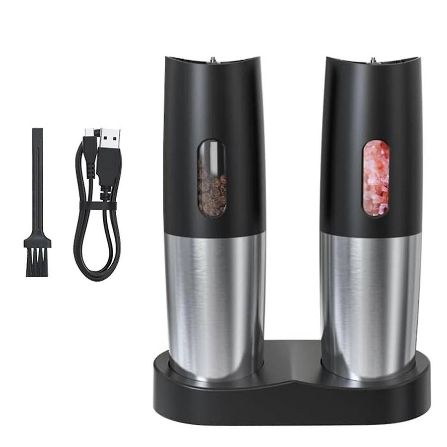 Electric Salt and Pepper Grinder Set - Usb Rechargeable Automatic Pepper Mill Grinder-adjustable Coa