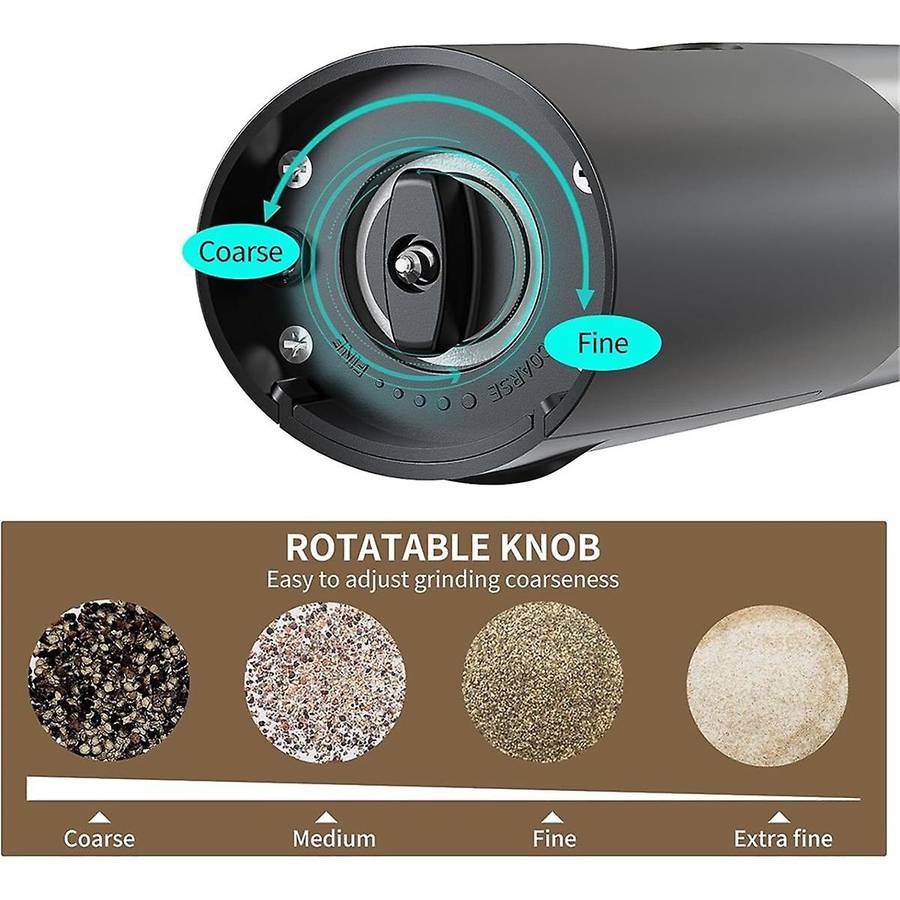 Electric Salt and Pepper Grinder Set - Usb Rechargeable Automatic Pepper Mill Grinder-adjustable Coa