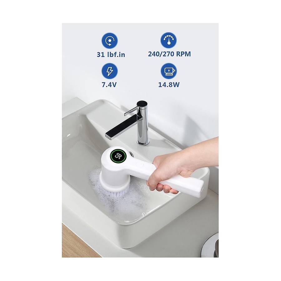 Electric Spin Scrubber for Bathroom Bathtub Cordless Power Spinning Scrub Brush Handheld Shower Cle